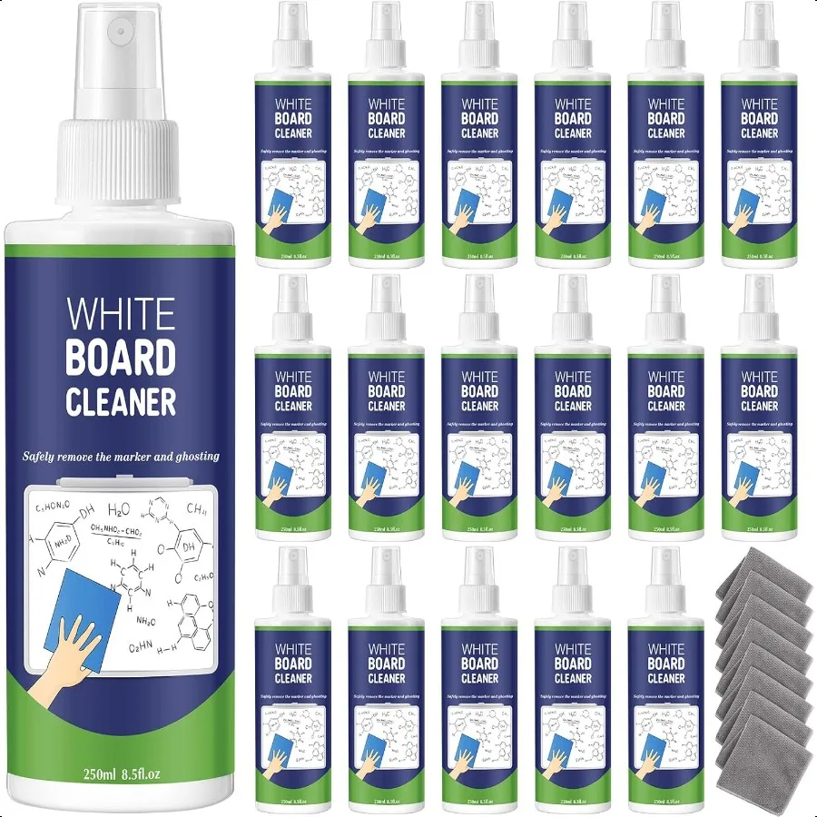 

16 Pack Whiteboard Cleaner Spray 8.5oz Dry Erase Board Cleaner with 8 Cloths Non Toxic Dry Erase Cleaner Removes Stubborn Marks