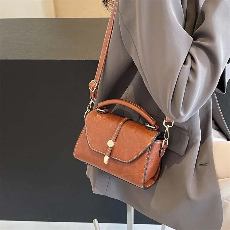 

​ ​ Сумка Maillard Earth Tones, структурированная коробка, женская сумка на плечо с зерном икры, минималистичный переходный стол для ужина ​ ​