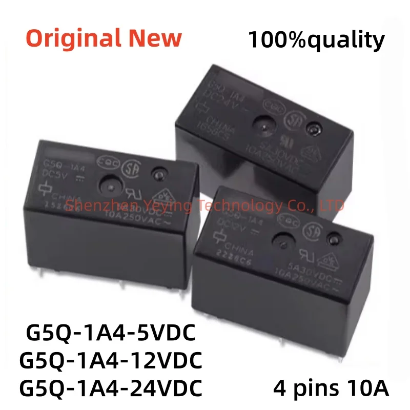 10Pcs/Lot 100% New G5Q-1A4-5Vdc G5Q-1A4-12Vdc G5Q-1A4-24Vdc 4Pins 10A