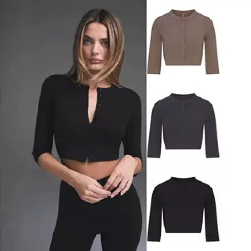Nuevo SMOOTH LAYERS CARDIGAN recortado cómodo ort suéter con botones Jaet mujer Faion otoño fino algodón largo Sve