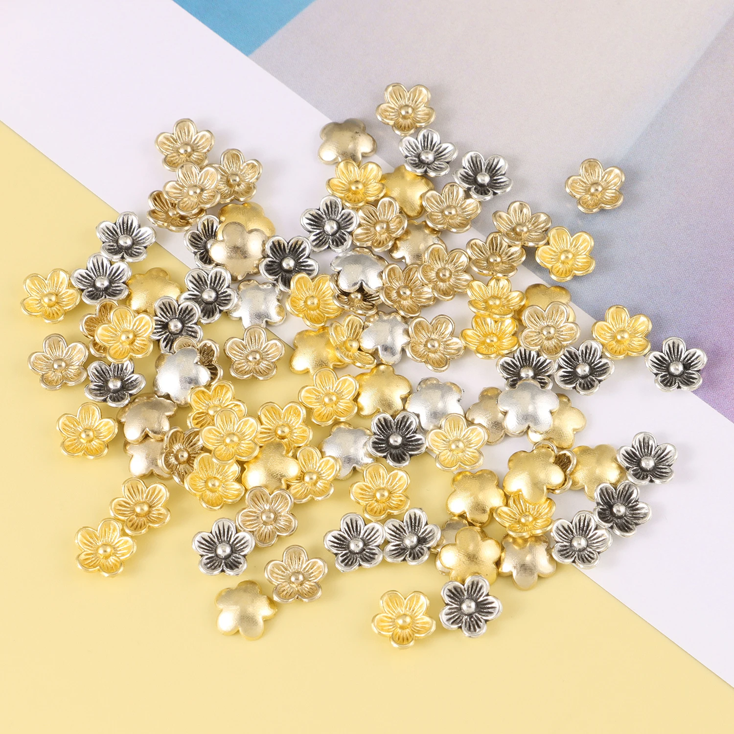 9mm 40pcs ZInc Alloy Little Flowers Vintage Fashion  KC Golden Silver New In DIY Use for Handmade Jewelry Making