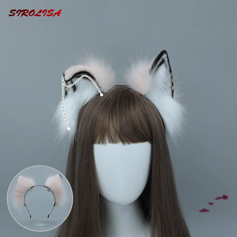 

SIROLISA Fox Hair Hoop Soft Plush Realistic Cute Animal Anime Cosplay Party Handwork Furry Fox Ears Hair Accessories New 2022