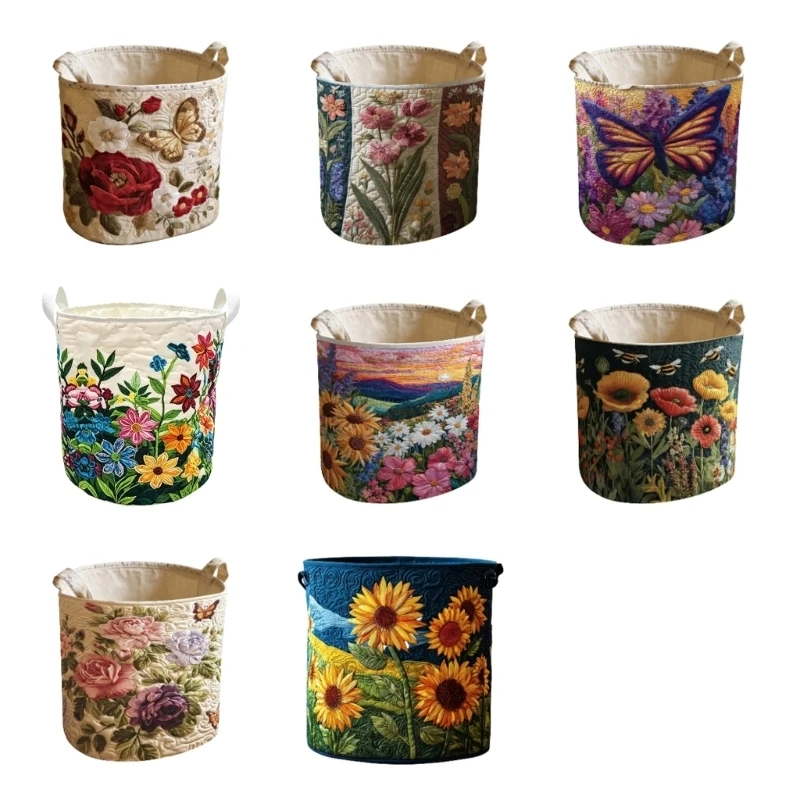 Eleganter Schmutzwäsche-Organizer mit Blumenmuster und stabilen Griffen, waschbar, 3 x – Detail 1