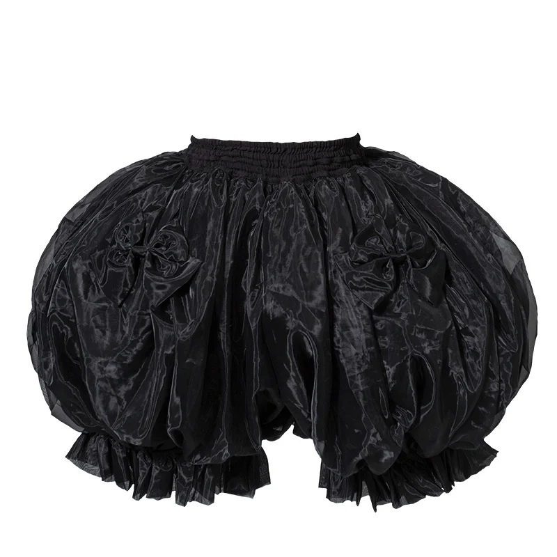 النمط الياباني الحلو لوليتا شبكة اليقطين السراويل لطيف القوس مرونة الخصر الفتيات رقيق السراويل Y2k ثوب نسائي سيسي ملابس تنكرية للحفلات #1