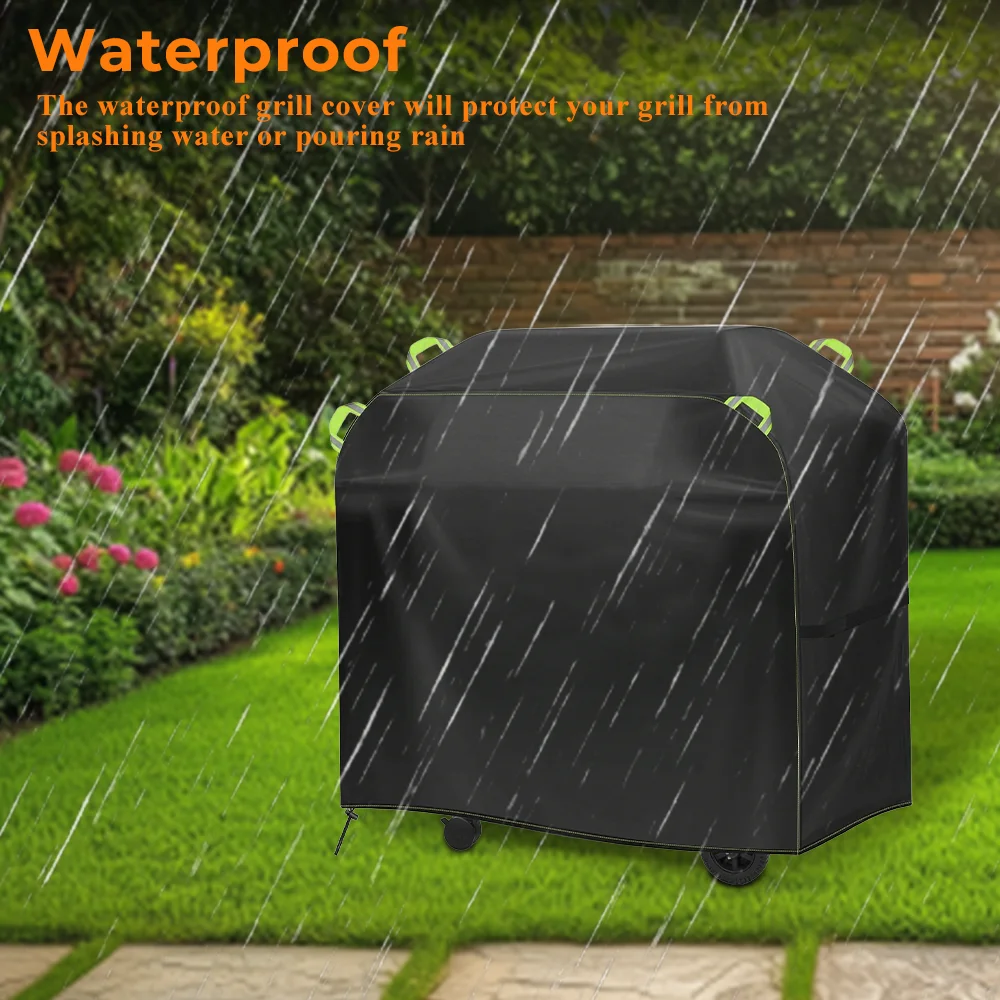 210D غير نافذ للمطر في الهواء الطلق غطاء للشواء ، الغاز الغبار أكسفورد خيمة الشواء غطاء شرائط مقاومة للماء رف الشواية غطاء فرن واقي