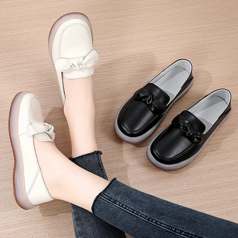 Loafers women's spring & fall new arrivalretro british style mary jane small leather shoes one foot staring bean shoes women's f