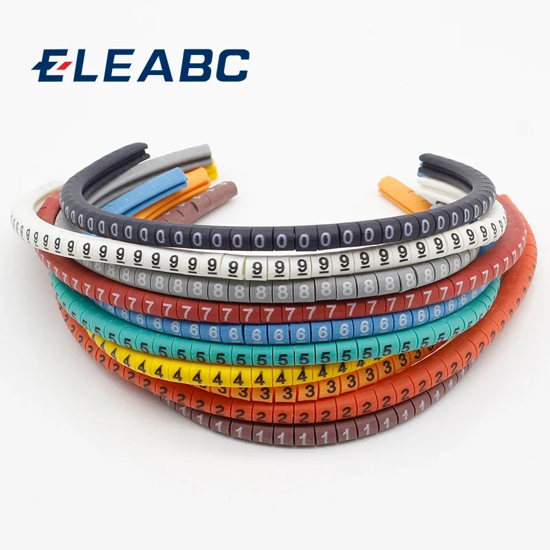 500PCS EC-0 Cable Wire Marker 0 to 9 For Cable Size 1.5 sqmm Colored