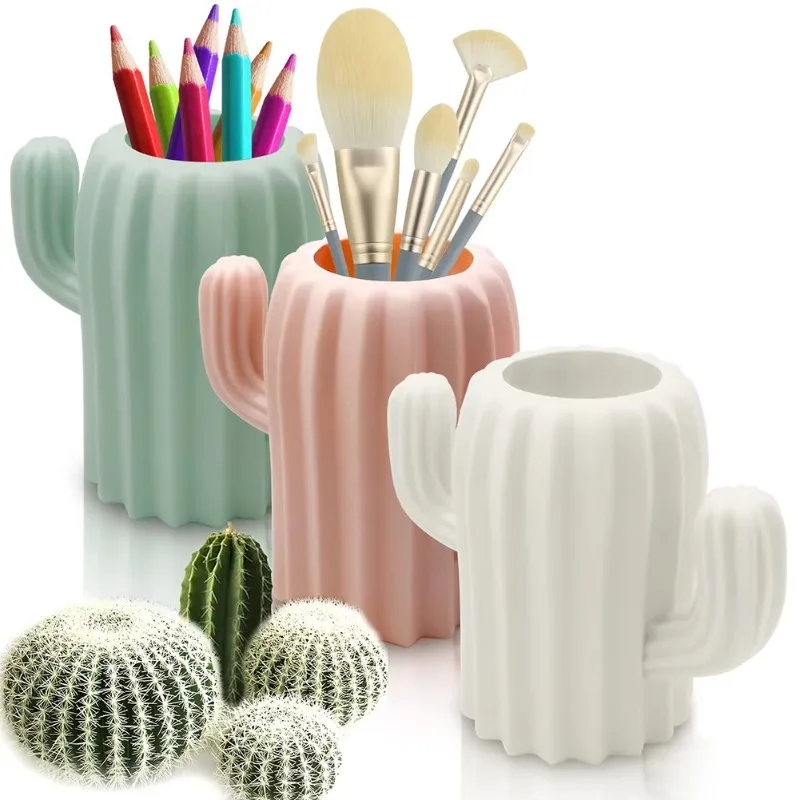 Makeup Brush Storage Box Shaver Toothbrush Holder Cosmetic Lipstick Jewelry Cactus Storage Rack Bathroom Desktop Organizer