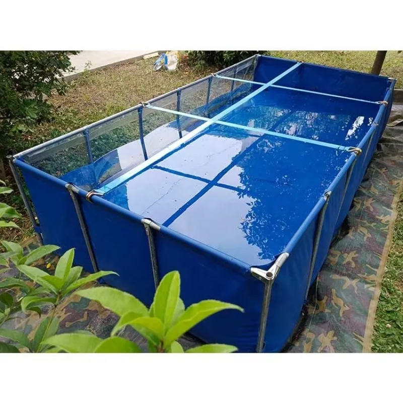 New Rectangular Shape Aquaculture Pvc Fish Pond Steel Frame Pvc Fish Farming Tank 3x1.5x0.7m