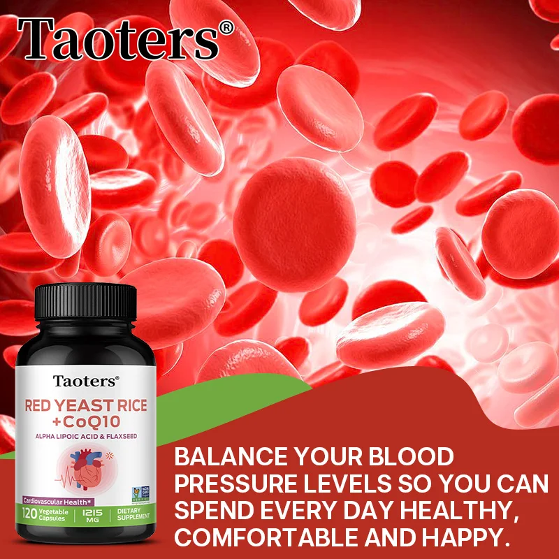 كبسولات أرز الخميرة الحمراء - مع الإنزيم المساعد Q10، فوائد الدورة الدموية القلبية والأوعية الدموية وصحة القلب وإنتاج الطاقة