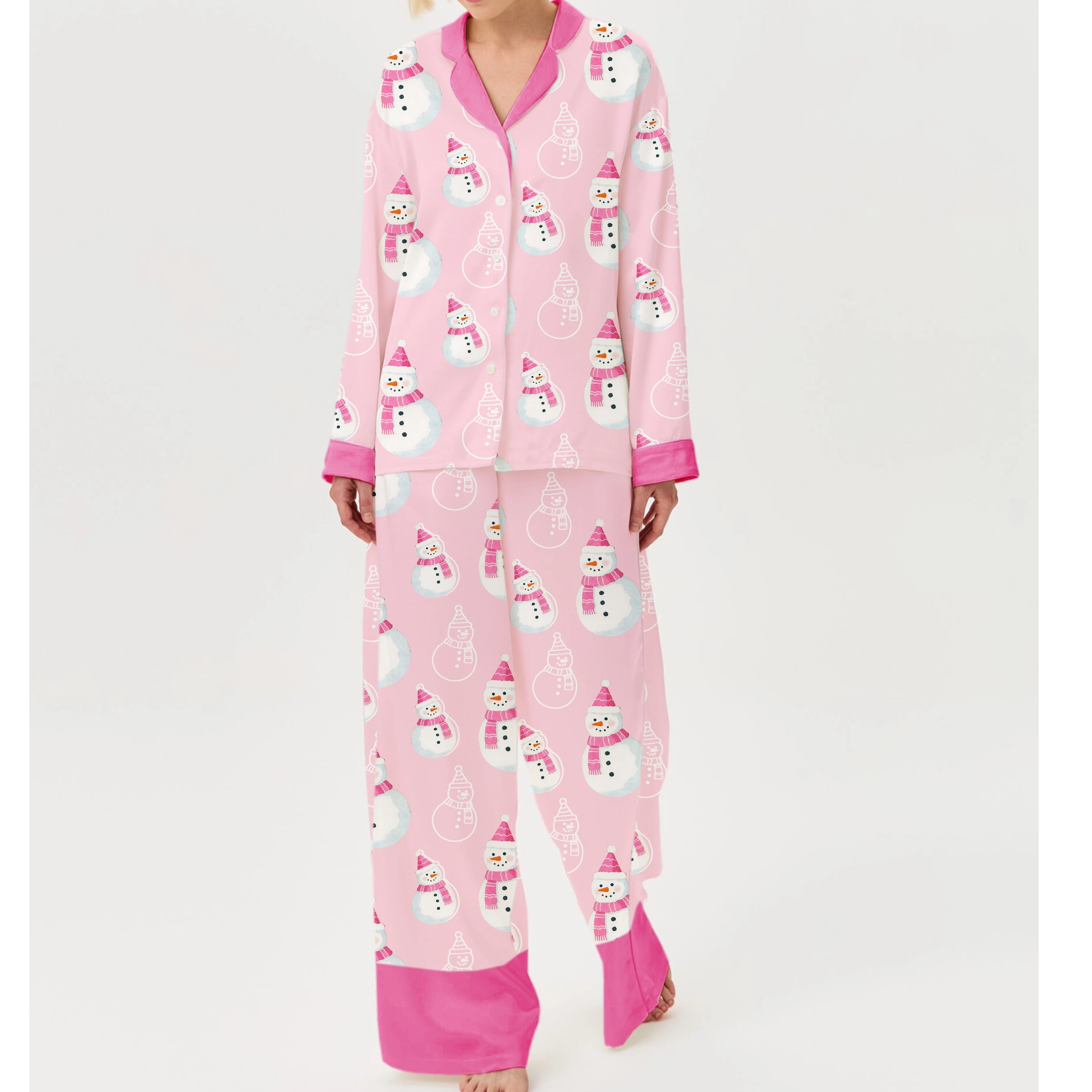 

Мятно-зеленый рождественский пижамный комплект, женская праздничная одежда для сна со снежинками и принтом рождественских елок