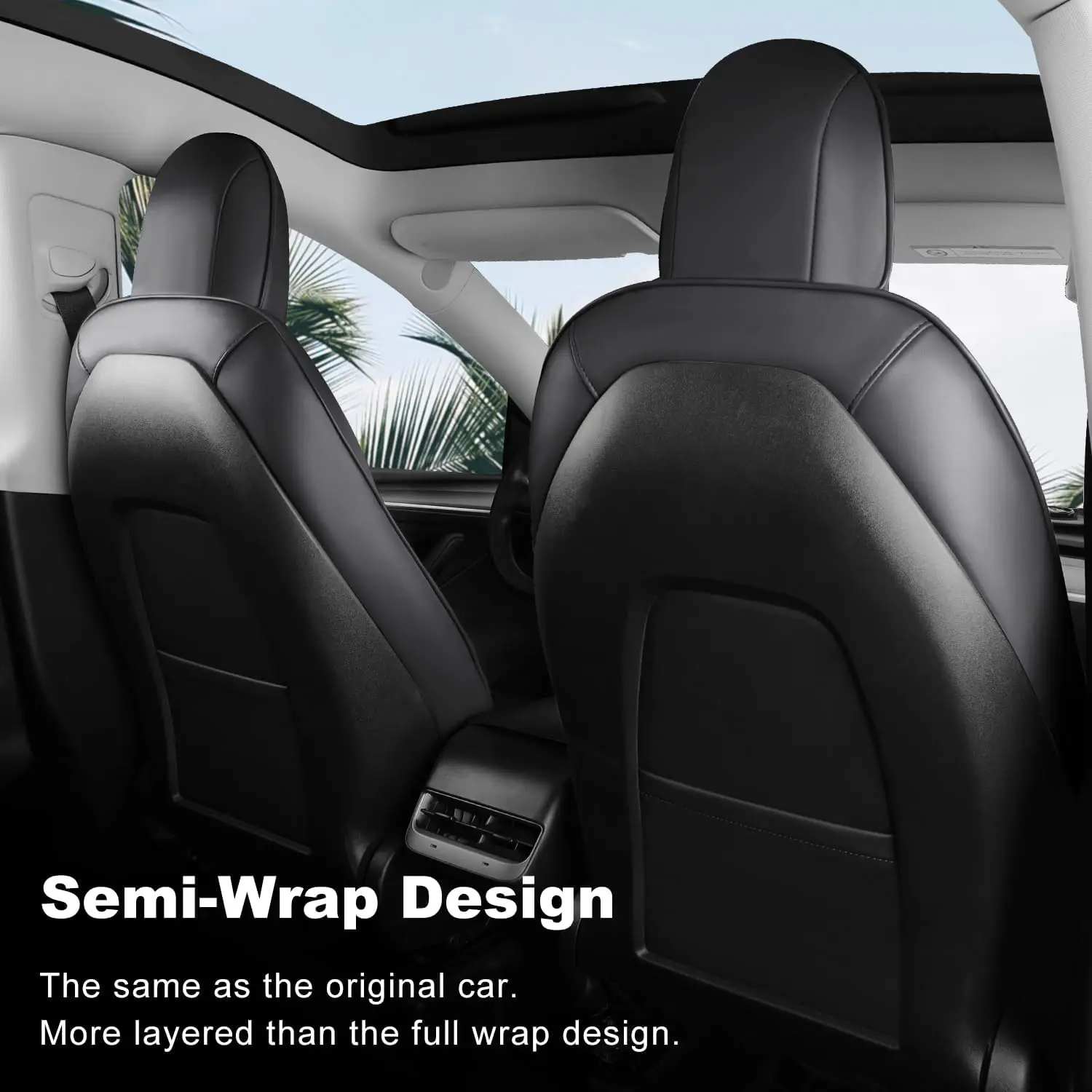 For Tesla Model Y Car Seat Covers Nappa Leather Car Interior Seat Airbag Compatible Cushion Cover Full Set Custom Fit 2020-2024