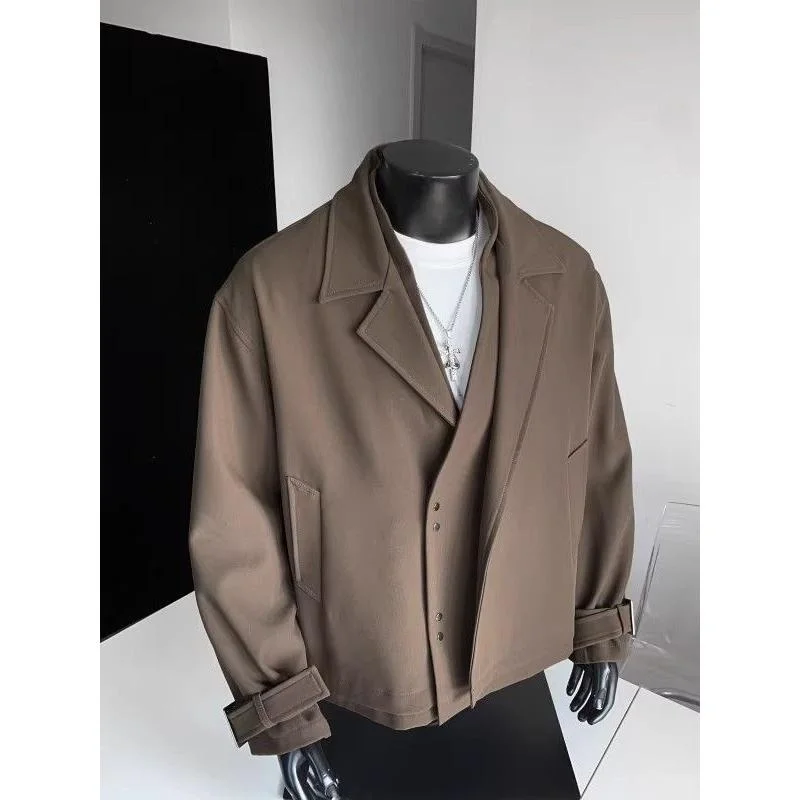 

Casual Sli Pure Color Blo Loose Fit Autumn New Korean Sle Men's Suit Jaet Versatile Casual Faion Polyester Fiber