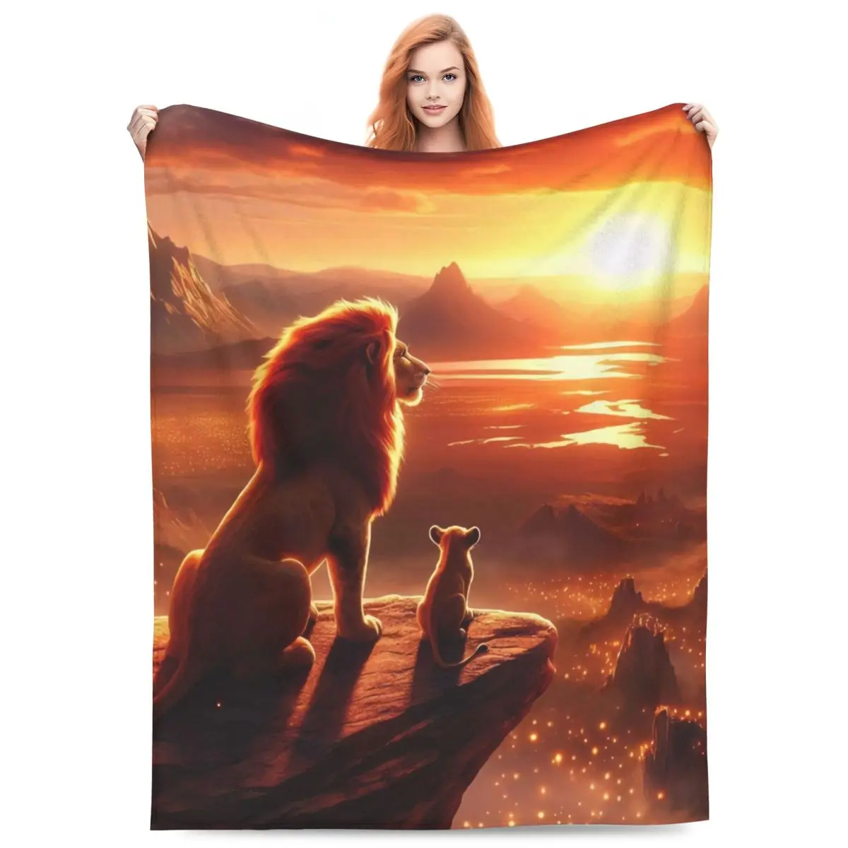 The Lion King Blankets Mufasa And His Son Camping Flannel Throw Blanket For Outdoor Warm Soft Custom Quality Bedspread Gift