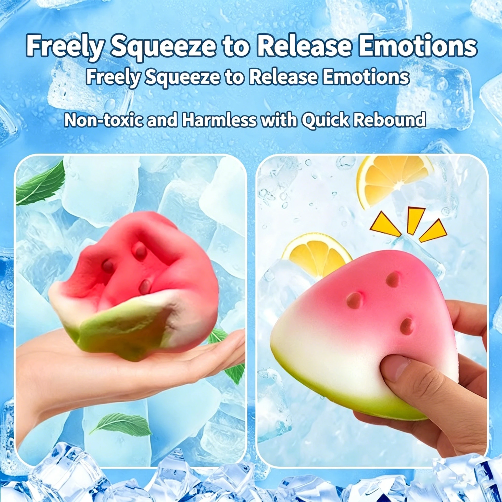 

Summer Cool Watermelon Shaped Stress Relieving Pinch Music Super Soft Slow Rebound Touch Children and Adults Stress Relieving and Ventilating Artifact