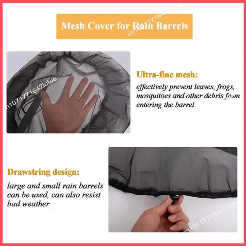 B52C Rain Barrel With Drawstring Rain Collection Barrels Netting Screen To Keep Leaves And Debris Out