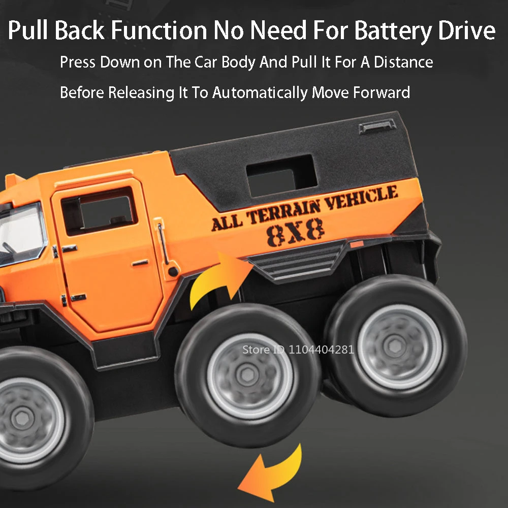 1:32 Russische Avtoros 8x8 Mammoth-Modelle, Druckgussautos, Spielzeug, Türen, geöffnetes Sound, Licht, zurückziehbare Miniaturfahrzeuge, lustiges Geschenk für Jungen