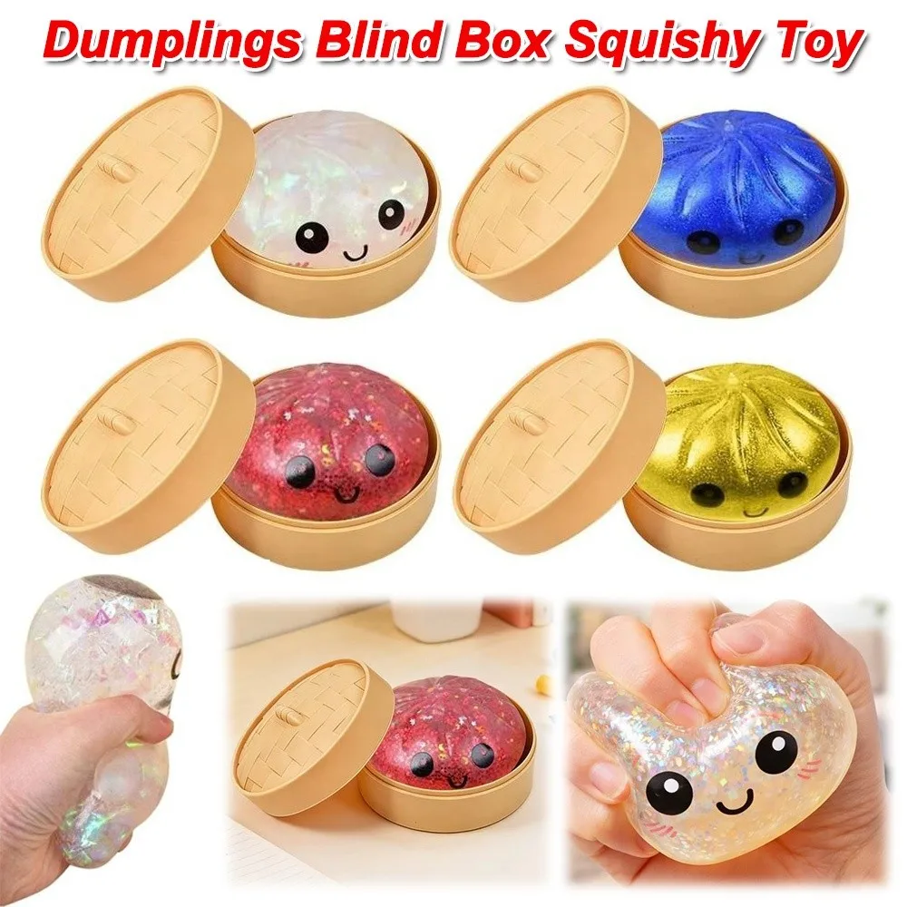 

Glitter Dumplings Squishy Toy Soft Slow Resilience Squishy Toy with Steamer Fidget Stress Relief Sensory Ball