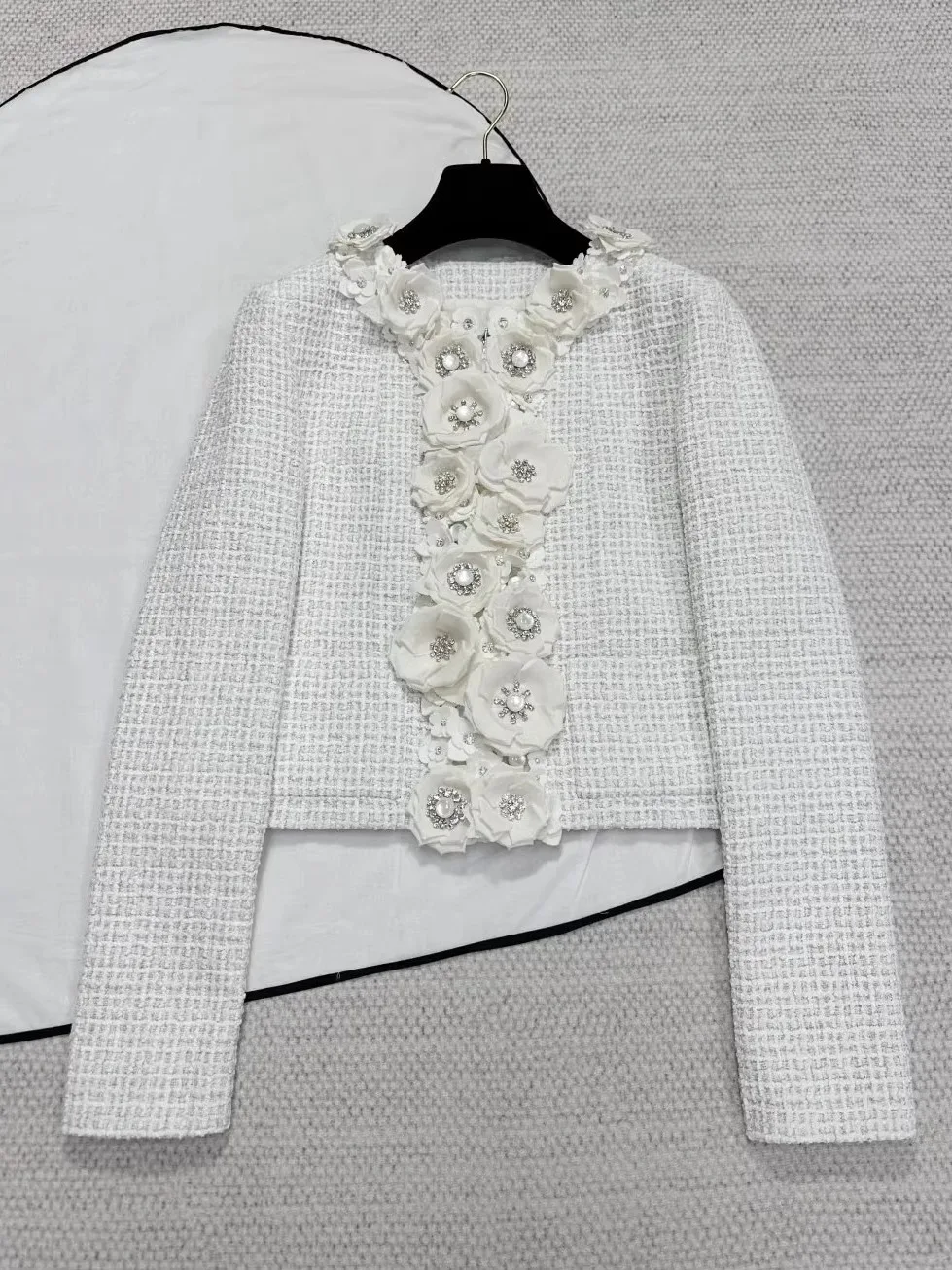 

Heavy Embellied ort Jaet ained, шерстяная молния, круглая, Ne Long Sve, весна 2021, Faion Sle, цветочное украшение, женская...