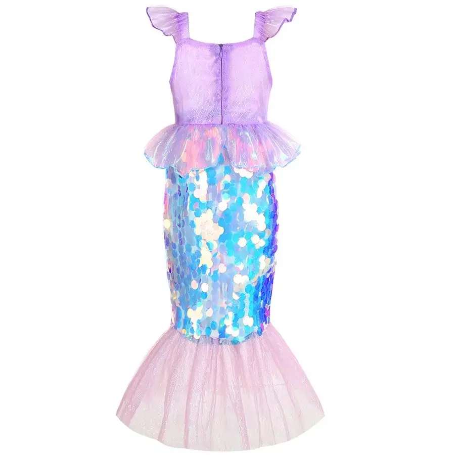 Pailletten Fishtail Prinses Kostuum Kinderen Paarse Jurk Voor Meisjes Halloween Zeemeermin Cosplay Kinderen Carnaval Verjaardagsfeestje Jurk