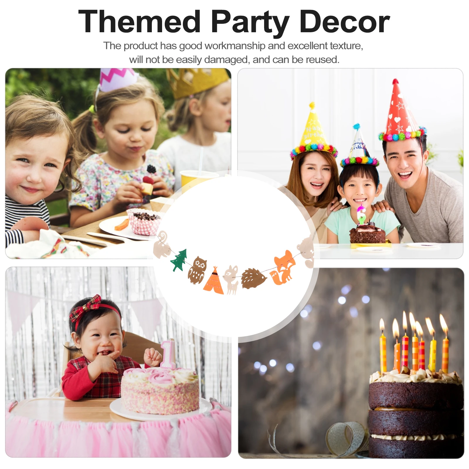 

2pcs Jungle Animal Pulling Flag Linen Cartoon Bunting For Birthday Party Themed Decor Background Wall Hanging Banner