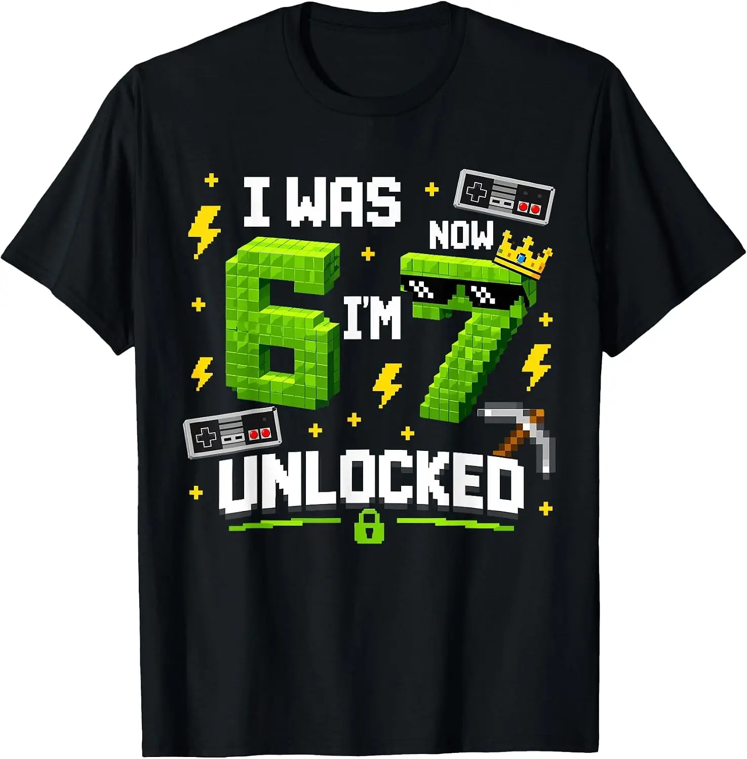 7Th Birthday I Was 6 Now Im 7 Unlocked 67 Boys Kids Youth T-Shirt Fun 100% Cotton Short-Sleeve Shirt – A Gift For Halloween Or