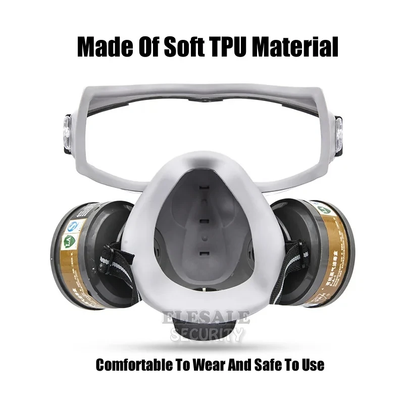 Creative 2-In-1 Gas Mask Reusable Respirator Dual Filters For Painting Spraying Full Face Protection With Safety Goggles