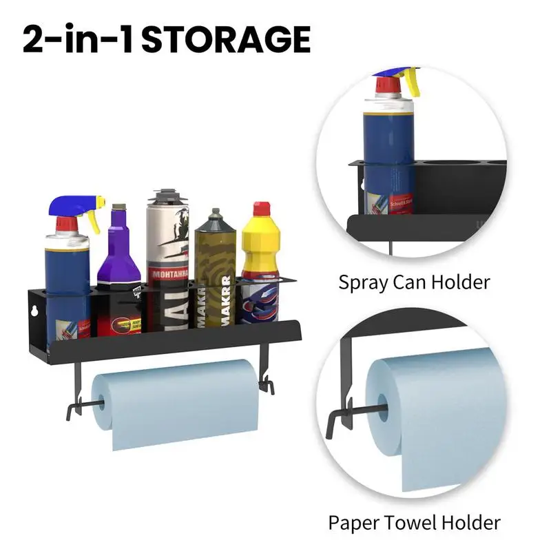 Spray Can Wall Rack 5-Hole Wall Mounted Storage Holder Large Opening Design Spray Can Organizer Shelf For Spray Can Aerosol Tank