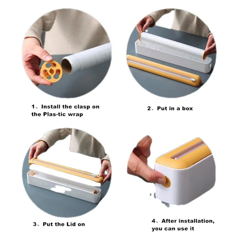 A34R Magnetischer, nachfüllbarer Kunststoffwickelspender mit Schneider, Zinn-Aluminiumfolien-Spenderschneider, Filmwickel-Spender-Werkzeug, langlebig