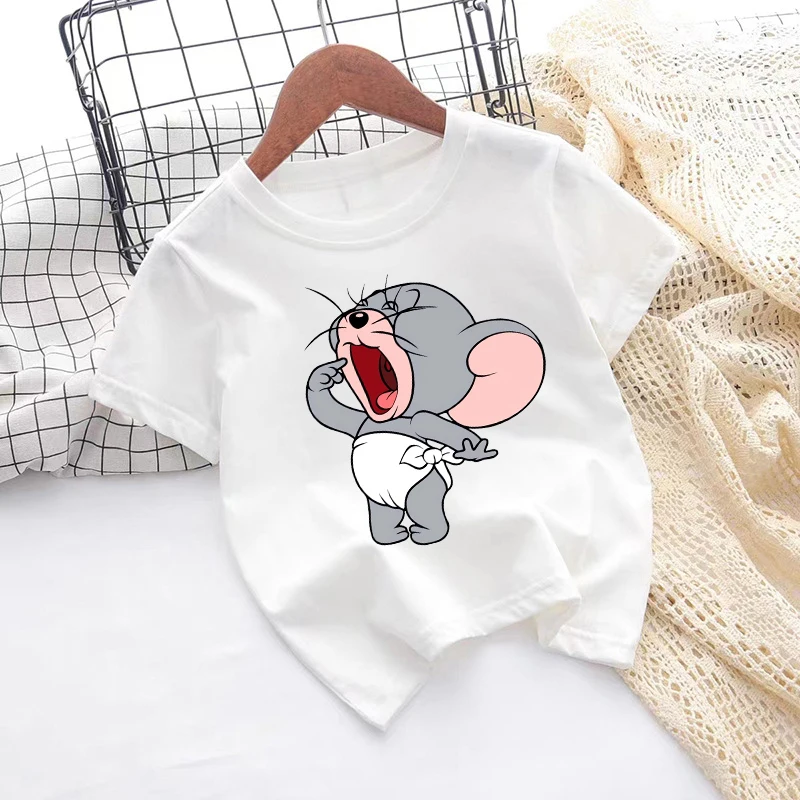 2026 Tom and Jerry T-shirt Children Short Sleeve Boy Girl Clothes Casual Wear Summer Kids Outfit Fashion Tops Birthday Gift New