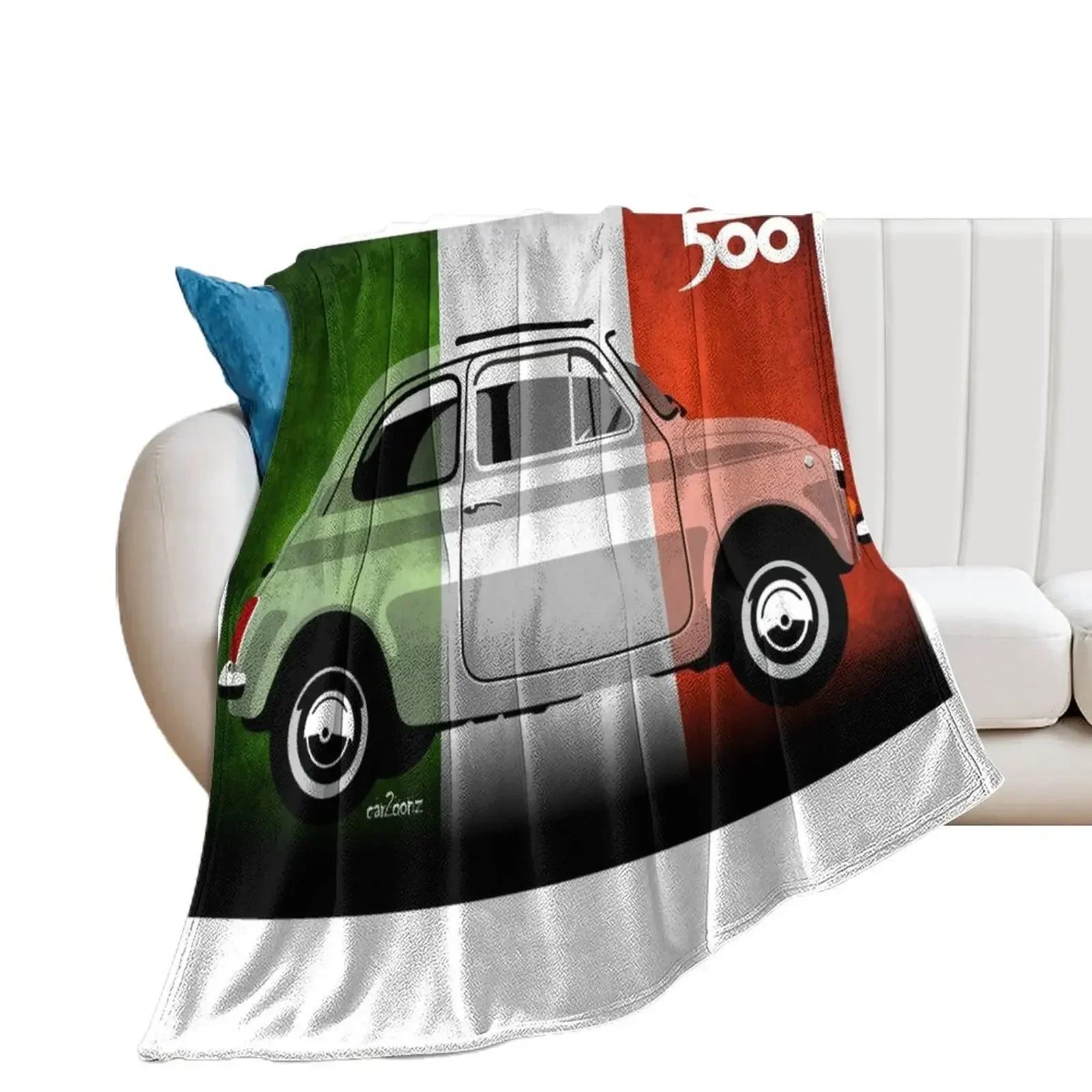 Fiat 500 Italian flag 2 Throw Blanket Winter beds Decorative Sofas Retros Blankets