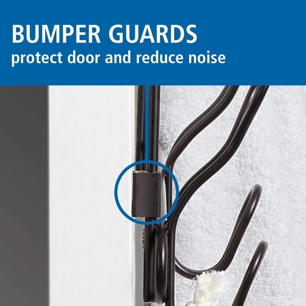 رف خطاف فوق الباب، 6 خطافات مزدوجة، بدون حل تخزين للحفر، منظم إكسسوارات الملابس