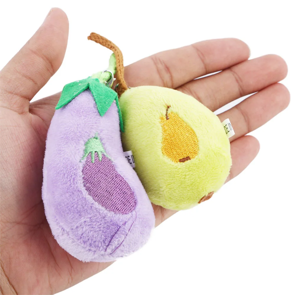 Cute Fruit and Vegetable Plush Dolls Kawaii Mini Simulated Watermelon Peach Stuffed Toy Keychain Activity Small Gift