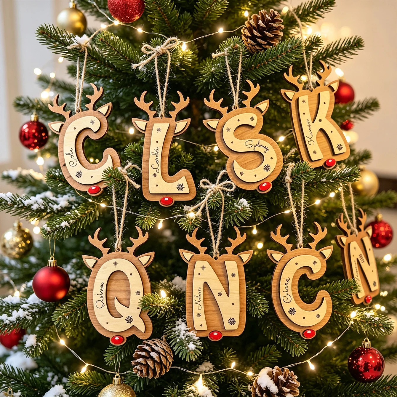 Personalized Reindeer Letter Decorations, Personalized Christmas Stocking Tags, Christmas Gift Name Tags, Vintage Decorations, Family Holiday Keepsake Decorations, Home Decor, Christmas Interior Decorations, Home Decor