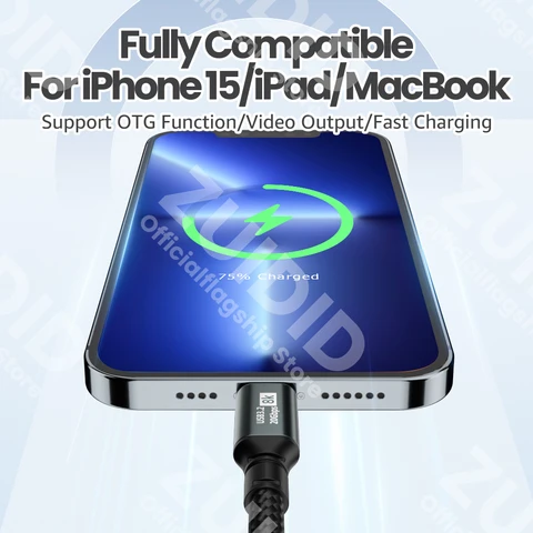 Кабель PD100W USB-C 3.2 ThunderBolt 3 8K 60 Гц для MacBook и iPhone 15 Pro Max — внешний вид товара