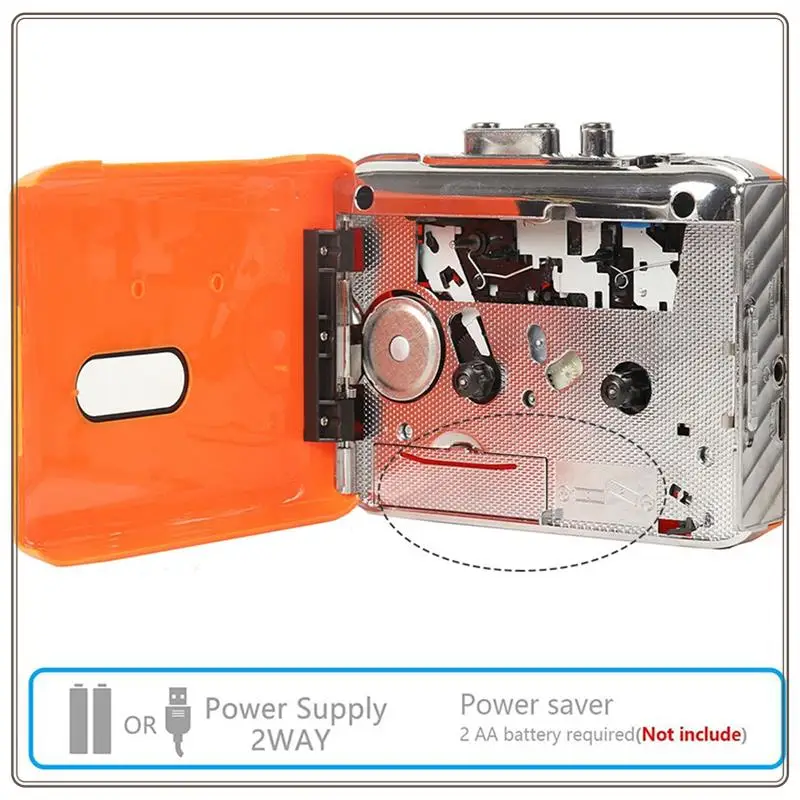 信頼性の高いポータブルカセットプレーヤーカセットレコーダーUSB CカセットテープからMP3コンバータカセットテーププレーヤー、ヘッドフォン付き、Por