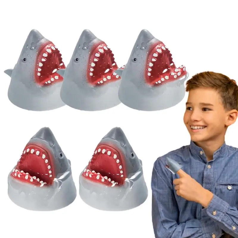 Shark Finger Puppet Set 5pcs Interactive Play Puppets Toys with Stretchable Fun Storytelling Animal Puppets Shark Toys Theater