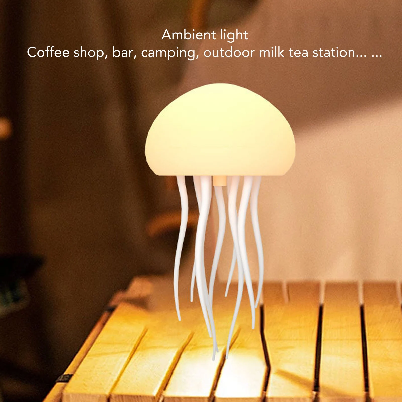 Rechargeable Jellyfish Table Lamp Voice Control Adorable Jellyfish Lamp 9 Flexible Tentacles RGB Gradient 1000mAh for Bedroom