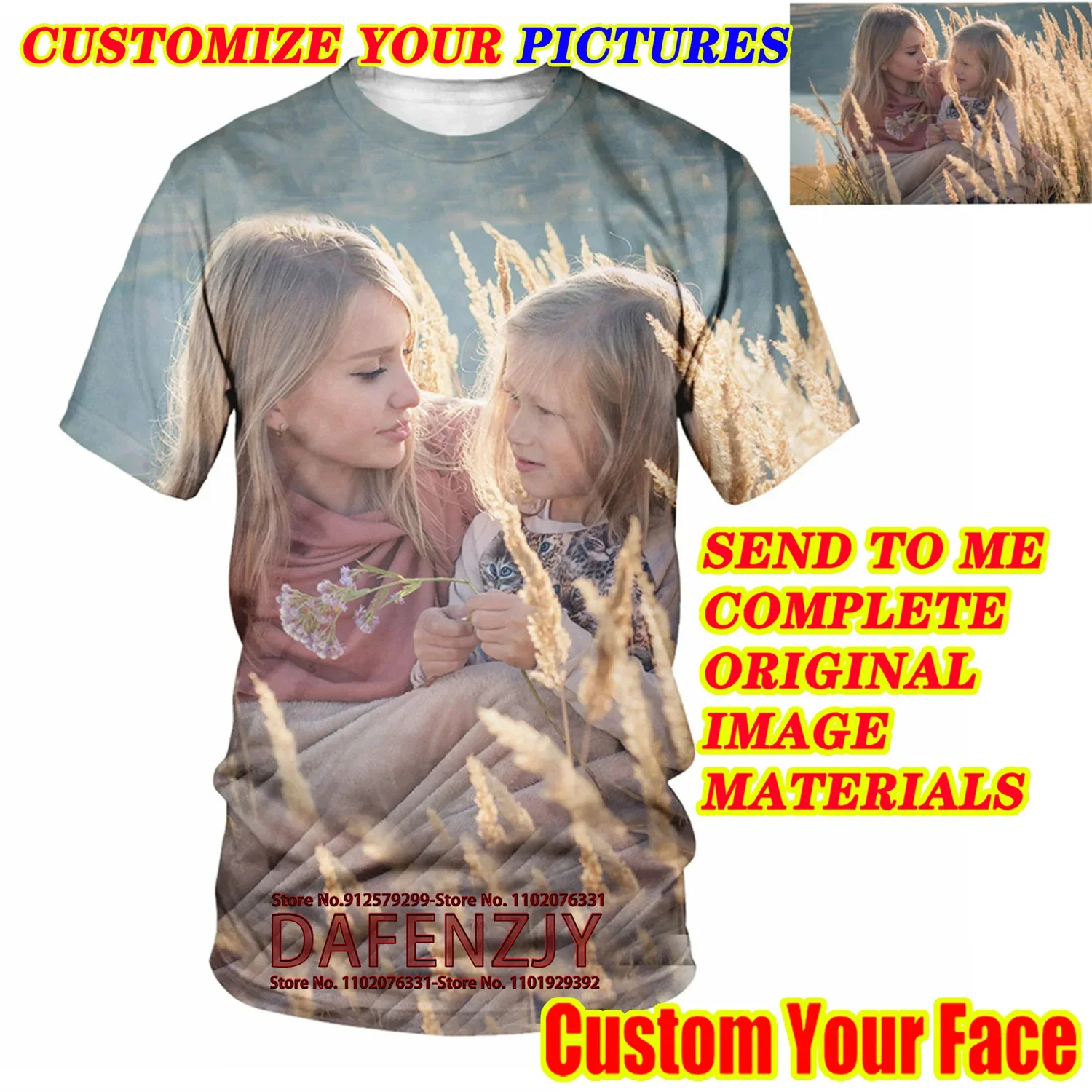 Custom T-shirt Photo Picture Pattern Your design name Personalized Logo 3d printed Shirt Clothing Jersey Your own gift Men Women