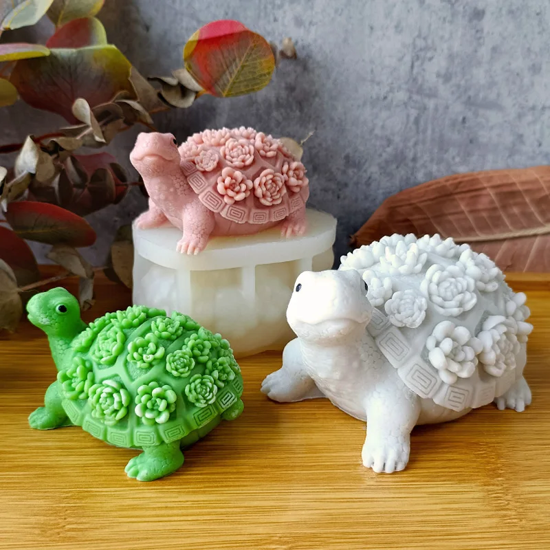 3D Turtle Silicone Mold DIY Scented Candle Plaster Succulent Tortoise Resin Drip Gel Ornaments Mould Home Decoration Crafts