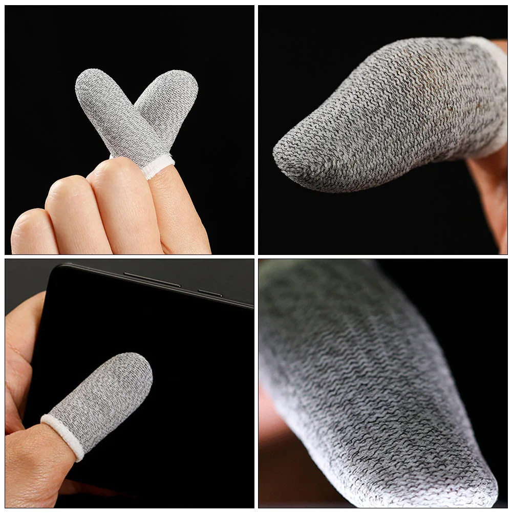 6Pcs Finger Anti-Sweat Covers Lightweight Elastic Silver Fiber Sleeve for Smooth Screen Touch Gaming Performance Enhancement