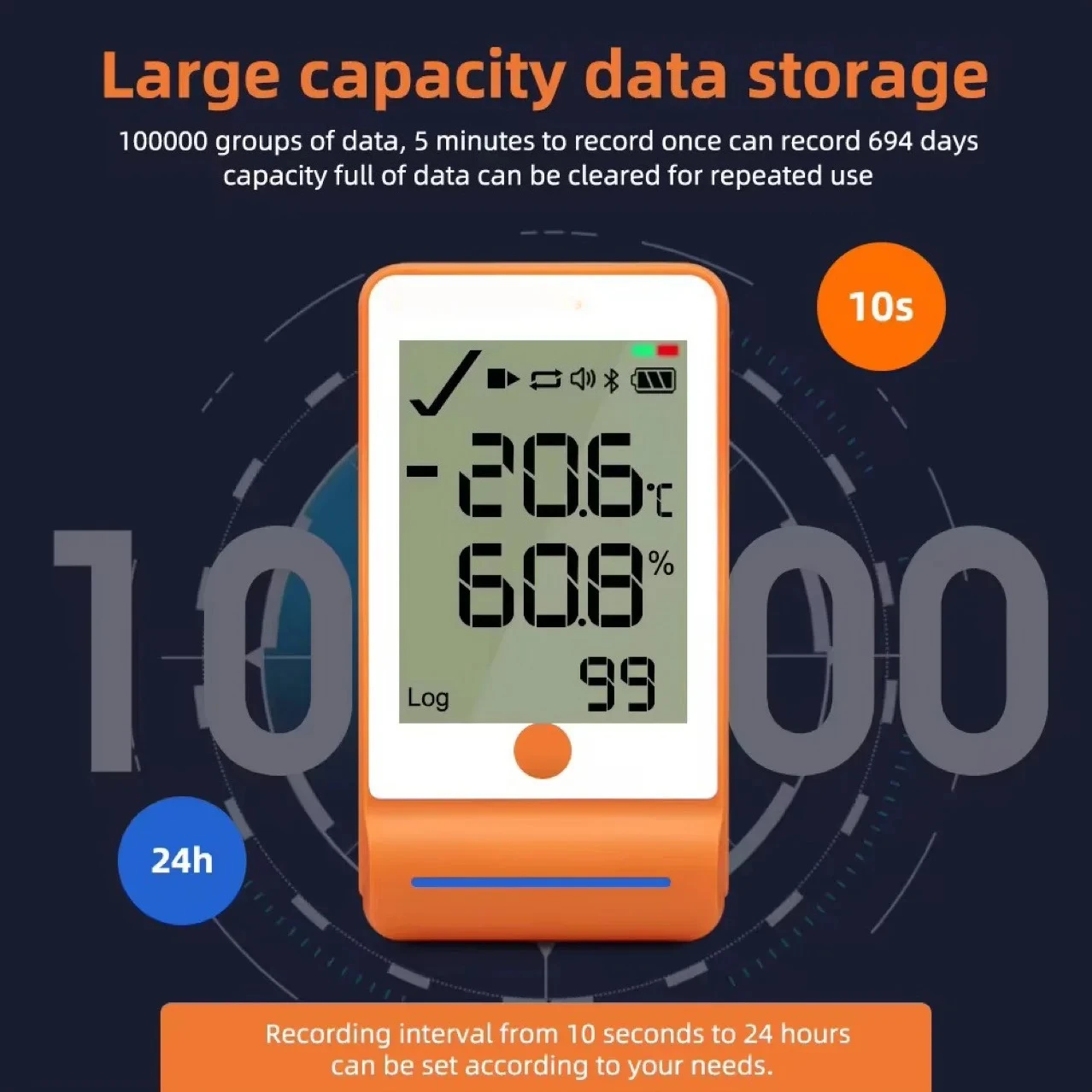GSP-6Pro Temperature Humidity Data Logger Large Screen USB Bluetooth 100000 Points for Pharmacy Vaccine Cold Chain Monitoring