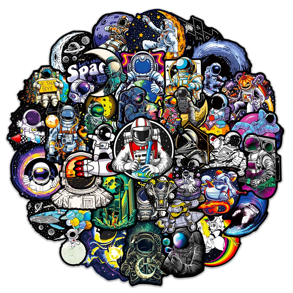 10/30/50PCS Outer Space Astronaut Cartoon Stickers Aesthetic DIY Skateboard Laptop Helmet Phone Luggage Car Decal Cool Sticker