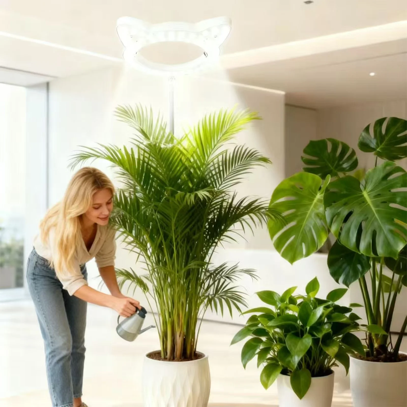 

USB Indoor Plant Grow Light with Telescopic Rod , Adjustable Brightness, Auto Timer (3/9/12H), Perfect for Large Plants (white)