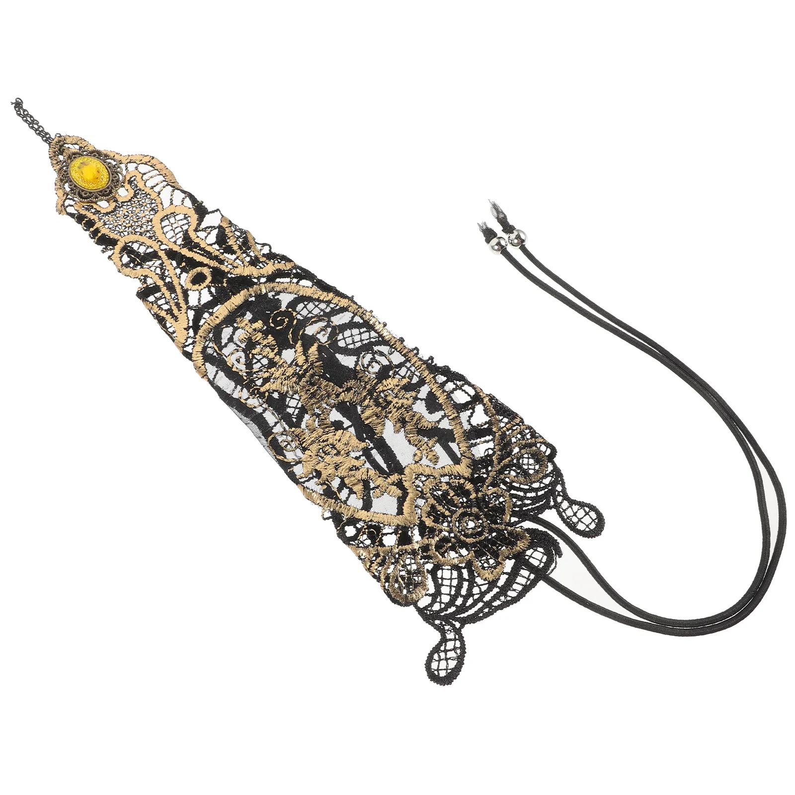 

Retro Arm Chain Lace Gloves Women Elbow Length Fingerless Vintage Decorative Party Wedding Tea Event Long Gloves