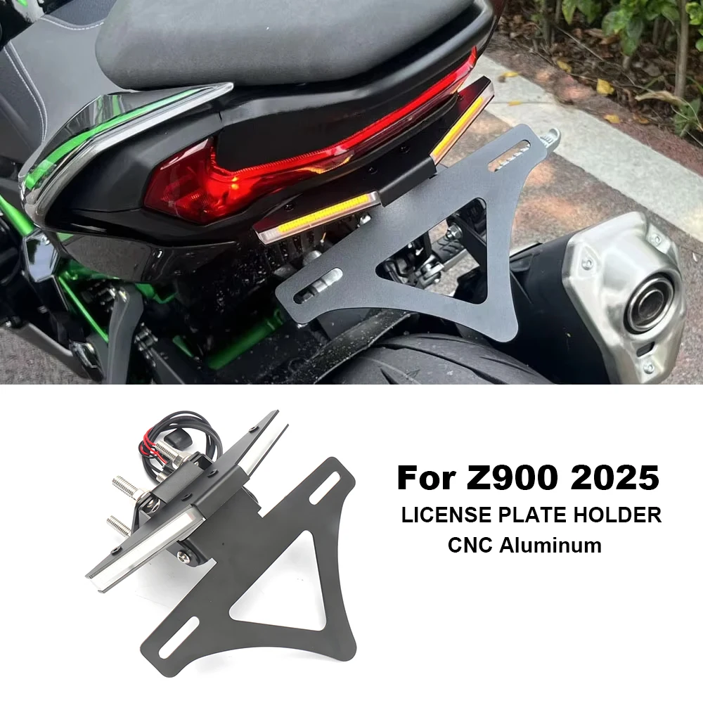 

﻿ New Motorcycle Accessories License plate holder Tidy Tailstock bracket kit For Kawasaki Z900 Z 900 2025 LED Turn Signal