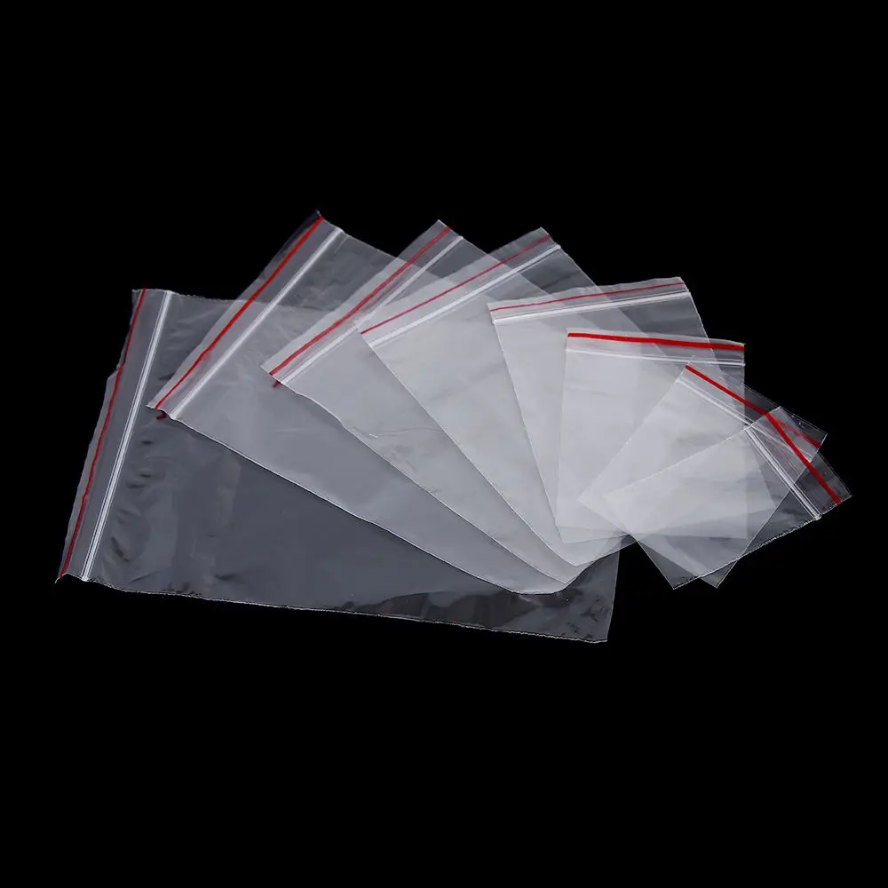 100 pcs/pack Reclosable Jewelry Zip Bag Plastic Self Adhesive Bag PE Pouch Poly Clear Bags (Thickness 0.05mm)