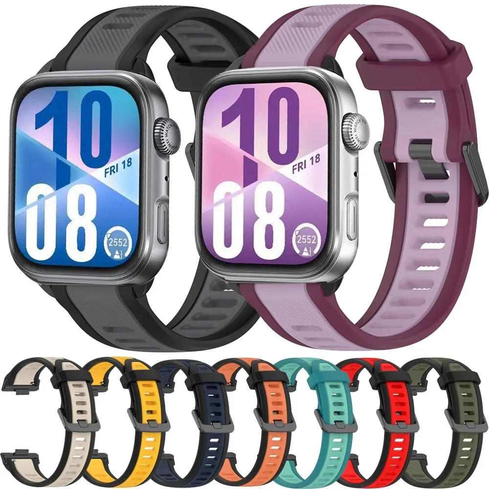 Sport-Silikonarmband für Huawei Watch Fit 4/3/4 Pro. Zweifarbiges, bequemes Band, austauschbar für Huawei Watch Fit 4 Pro-Zubehör