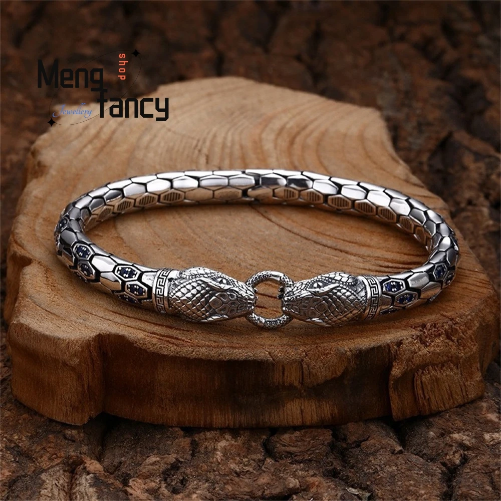 

New Retro, Fashionable And Personalized Blue Zircon Snake Pattern Chain For Men And Women, High-End Design Fashion Jewelry