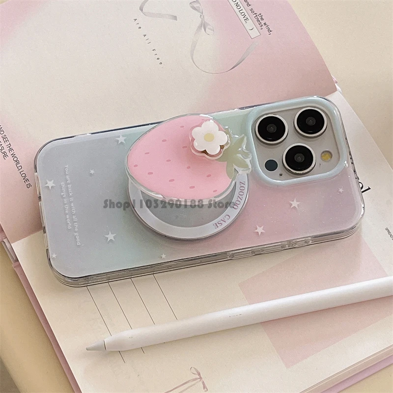 Supporto magnetico coreano carino fiore fragola impugnatura per telefono Tok Griptok supporto per telefono supporto per iPhone Pad Magsafe Smart Tok